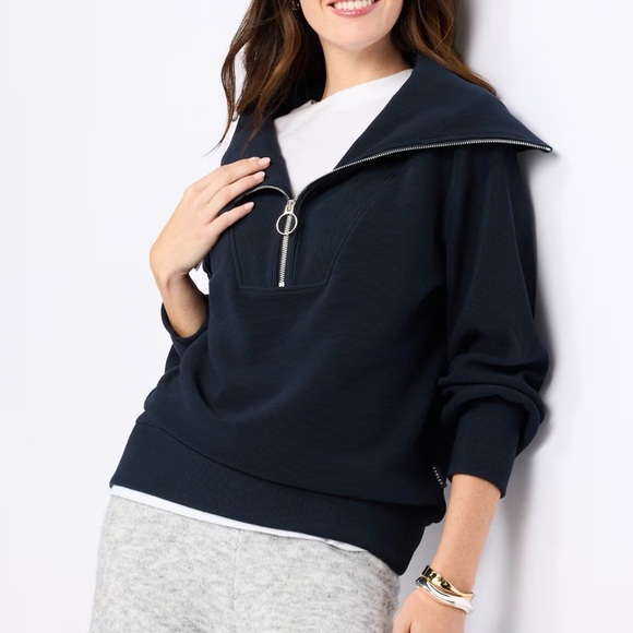 Varley Dark Blue Zip-Up Sweater - Picture 3 of 4